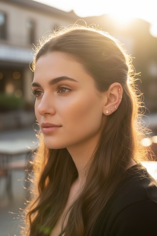 14 Ayar Altın Piercing Tragus Küpe 25114-t012