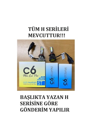 H7 Led Zenon C6 Mini Led Xenon Ampul 12800 Lümen Beyaz Renk 6000 Kelvin Şimşek Etkili