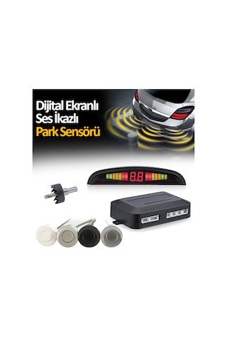 Park Sensörü Dijital Ekranlı Araç Ses İkazlı 22 Mm 4 Renk Siyah N11.405