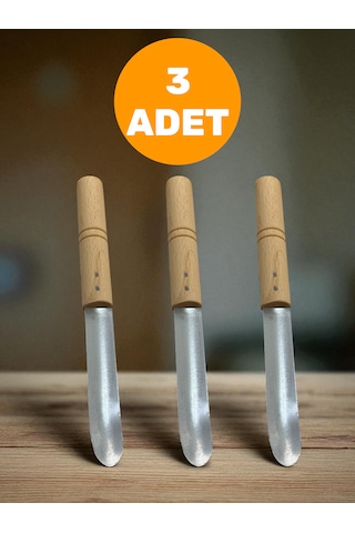 3'lü Set Ahşap Saplı Patlıcan & Kabak Dolma Oyacağı Paslanmaz Çel