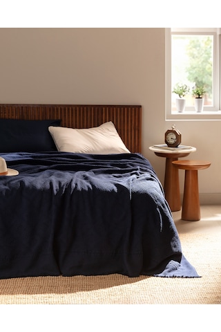 Madame Coco Froncois Tek Kişilik Yatak Örtüsü 8684427000915 Lacivert