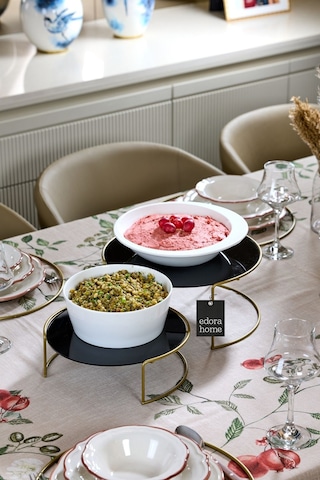 Goldsunumluk 2'li Büyük Boy Metal Sunumluk Hediyelik Dekorasyon İkramlık / Siyah Pleksi / Paslanmaz