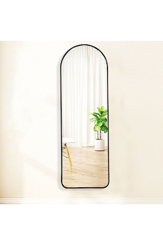 Dekoratif Ayna Mdf Oval Kesim Boy Ayna Duvar Aynası 165 X 45 Cm 166 X 50 Siyah