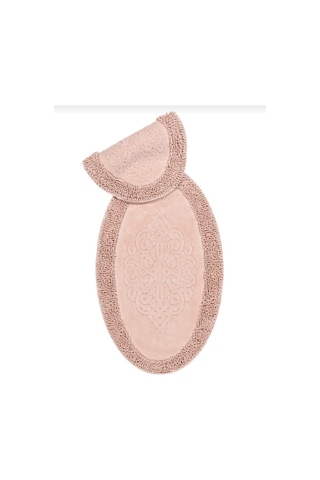 Cotton Special 2'li Oval Osmanlı Desen Pamuklu Klozet Takımı Pudra Renkli