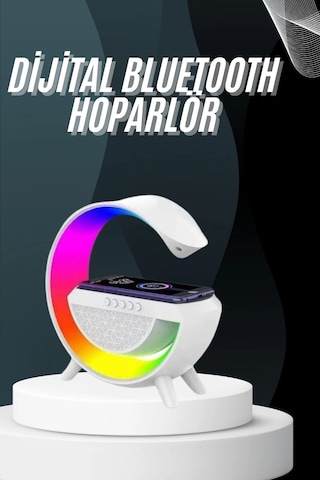 Mey İthalat Bluetooth Hoparlör G Şekli Atmosfer Akıllı Rgb Lamba Wireless Kablosuz Şarj