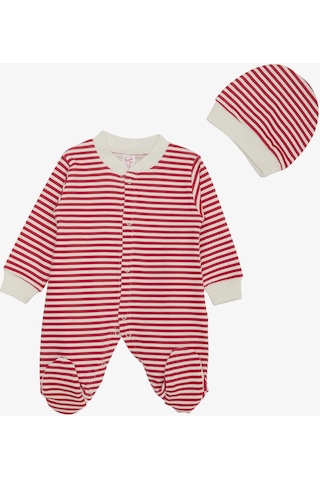 Breeze Kız Bebek Patikli Tulum Çizgili 0-6 Ay, Fuşya-Fuşya