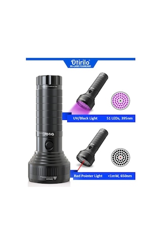 Otirilio 51 Led Uv Balıkçı Feneri Ve Lazer Pointer Mor Işık Siyah