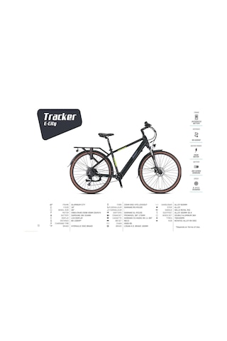 Loop Tracker - 28 - Cıty 18' - 9 Vites - Elektrikli Bisiklet - Mat Siyah-füme/neon Sarı Siyah