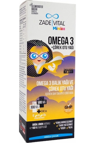 Zade Vital Miniza Omega 3 Ve Çörek Otu Yağı 150 Ml