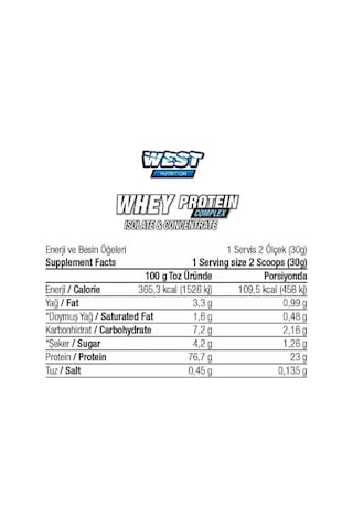 West Nutrition Hediye - Whey Protein Tozu Izole & Konsantre 1980 Gr