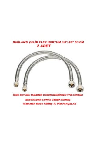 2 Adet Klozet İçin Flex Bağlantı Çelik Spiral Hortum