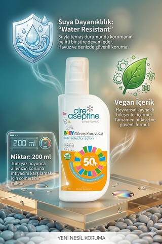 Cire Aseptine Bebek Güneş Koruyucu Losyon Spf50 200 Ml 2 Adet