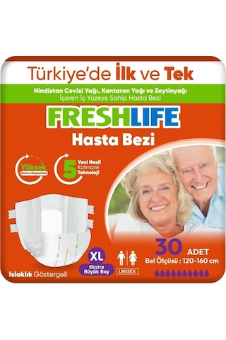 Freshlife Yetişkin Hasta Bezi Bel Bantlı Xl - Ekstra Large - Extra Large 180 Adet 6pk 30