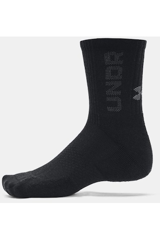 Under Armour Unisex UA 3-Maker 3’lü Paket Mid-Crew Çorap 1373084-001 Siyah - Gri