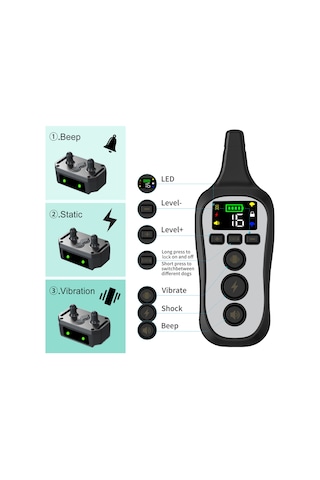 Köpek Tasması Barker, Uzaktan Kumandalı Köpek Eğitmeni Ultrasonik Elektrik Şok Tasması Köpek Eğitim -siyah