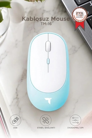 Delux Serisi Cihaz Seyahat Telefon Mouse Çift Modlu Sessiz Kablosuz Fare Tm16 Mavi