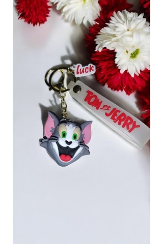 2 Li Büyük Boy Tom Ve Jerry 3d Figürlü Anahtarlık Seti - Sevimli Karakter Tasarımı Çanta Aksesuarı