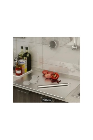 Gkd Üst Kalite Paslanmaz Çelik Kesme Tahtası 50 X 60cm+ Kesme Tahtası Hediyeli ,tek Taraf Bükümlü Tezgah Koruyucu Gri