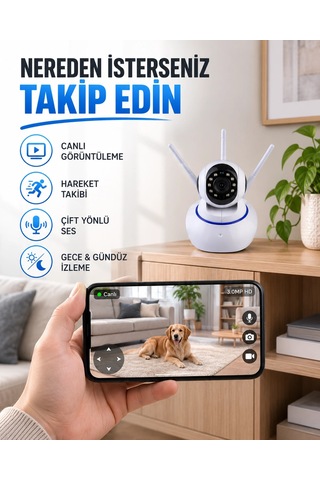 Akıllı Ip Güvenlik Kamerası 1080p Hd, Gece Görüşlü, Hareket Algılamalı Yeni Nesil Najmaddin Belirtilmemiş