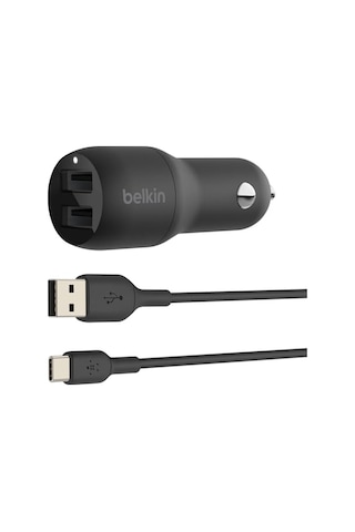 Boost Charge Çift Usb Araç Şarj Cihazı 24 W + Usb-a - Usb-a Kablosu Çift Usb-a Bağlantı Noktalı Şarj Cihazı