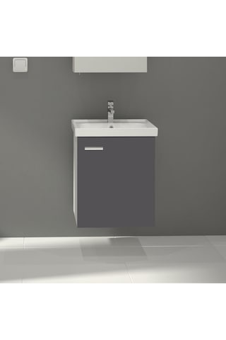 Denko Terra 50 CM Antrasit Gri Mdf Banyo Dolabı Takımı Antrasit - Gri