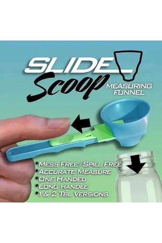 Trendooze Blue 2si1 Protein Ölçeği Mavi Renk Mutfak Gadgetı Kayar Huni Ev Dekorasyonu Mavi