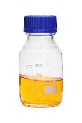 Borox Cam Şişe 250 ML Vida Kapaklı Boş Numune Şişesi