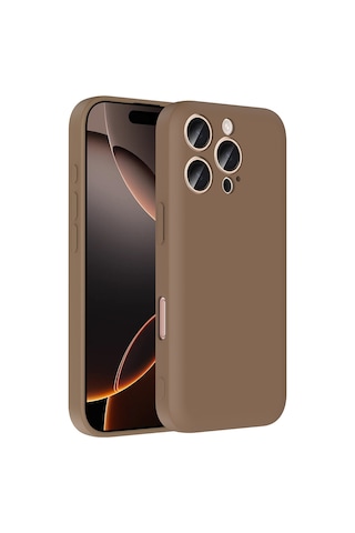 Apple Uyumlu iPhone 16 Pro Max Kılıf Kamera Korumalı Kartlık Hazneli Zore Vitra Kapak Kahverengi