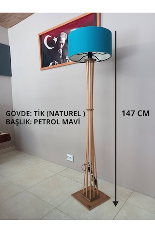 Doğal Ahşap Köşe Aydınlatma-lambader-petrol Mavi