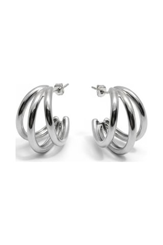 Gümüş Renk Kalın Halka Küpe - Çelik Stainless Steel Çok Renkli