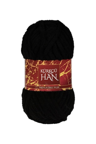 Kürkçü Han Lüks Kadife 100gr 60m El Örgü İpi Siyah