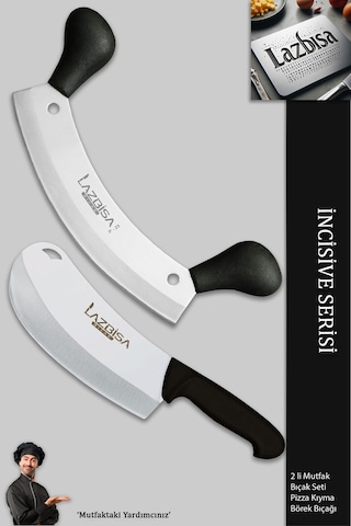 Lazbisa Mft-472 İncisive Serisi Pizza Salata Börek Pide Bıçağı Kıyma Bıçağı 2 Li Set Günlük Kullanım