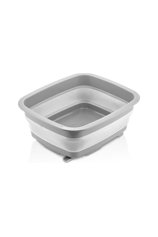 Katlanabilir Tıpalı Badya, Gri, 9 Litre, 37 X 31,4 X 5,4 Cm, Çok Amaçlı Leğen, Yer Kaplamayan Tasarım Çok Renkli