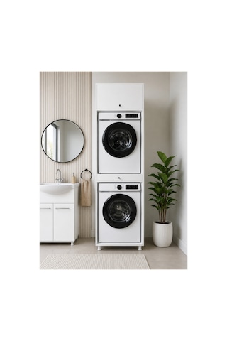 Next Çamaşır&kurutma Makinesi Dolabı Mdf Beyaz Banyo Çok Amaçlı Dolap Beyaz - 883459221 Beyaz