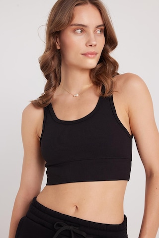 Tudors Kadın Slim Fit Dar Kesim Bisiklet Yaka Kalın Askılı Esnek Siyah Spor Atlet-37805 SIYAH