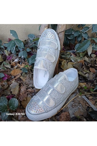 Scarpe Magiche Gümüş Peri Işıltılı Sneaker 31-35 Numara Arası Işıksızdır Gümüş