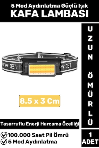 Profesyonel Kamp Avcı Balıkçı Deprem Güçlü Işık 5 Mod Aydınlatma Şarjlı 50 Led Kafa Lambası Çok Renkli