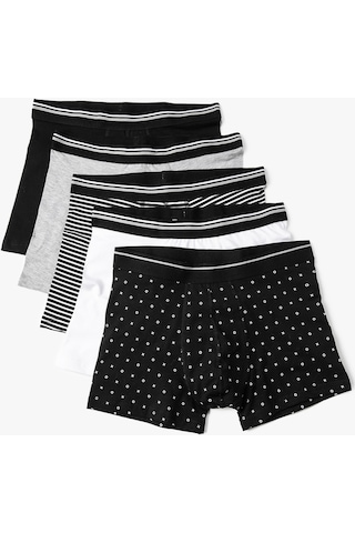 Koton Çizgili 5'Li Boxer Seti Beli Lastikli Baskılı Çok Renkli Siyah 4Wlm90065Mk 4Wlm90065Mk999