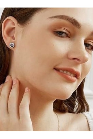 925 Ayar Gümüş Topaz Zirkon Taşlı Küpe Gümüş