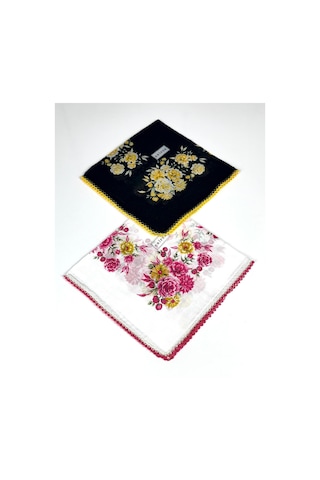 Eripek 2'li Paket Oyalı Pamuk Yazma 6594 SİYAH-BEYAZ