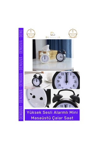 Çalarsaat Premium Sessiz Akar Saniyeli Masaüstü Ofis Komodin Modern Analog Dekoratif Çalar Saat Çok Renkli