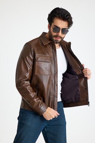 Franko Armondi Reguler Erkek Deri Ceket E23-k-2323-23008 Fındık