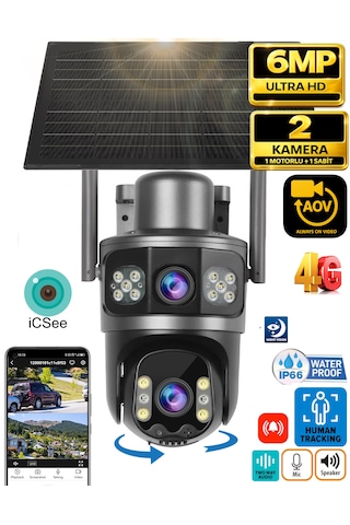 Ventus İcsee Sım730 4g 6mp Dual Lens Ultrahd Güneş Enerjili Aov Akıllı Güvenlik Kamerası