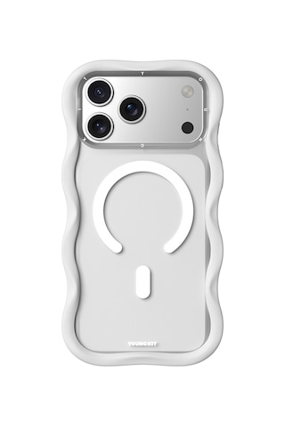 Apple Uyumlu iPhone 17 Pro Max Kılıf M-safe Şarj Özellikli Youngkit Wave Matte Serisi Kapak Beyaz Beyaz