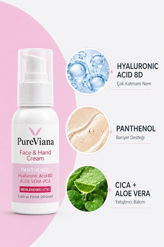 Pureviana Hyaluronik Asit 8D + Aloe Vera + Cica Bariyer Onarıcı Yatıştırıcı ve Nemlendirici Yüz Kremi 60 ML