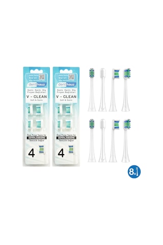 Denthauz V Clean Sonic Soft Philips Sonicare Uyumlu Yedek Başlık 8'li