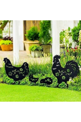 Metal Horoz At Yavru Kedi Yavru Köpek Kazıklar Açık Bahçe Çim Patio Dekorasyonhoroz