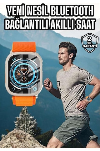 Akıllı Saat Uyku Ve Spor Takibi Yeni Nesil Bluetooth Bağlantılı Amoled Ekran Turuncu