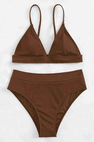 Angelsin Yüksek Bel Tasarım Bikini Altı Kahverengi 001