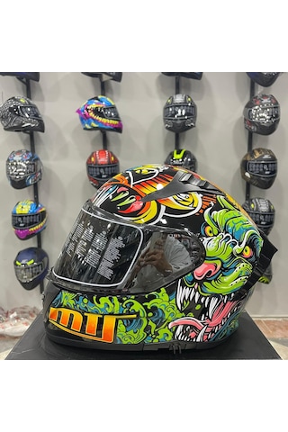 Mts M-801 Snake Full Face Kask Azure Turuncu - Siyah
